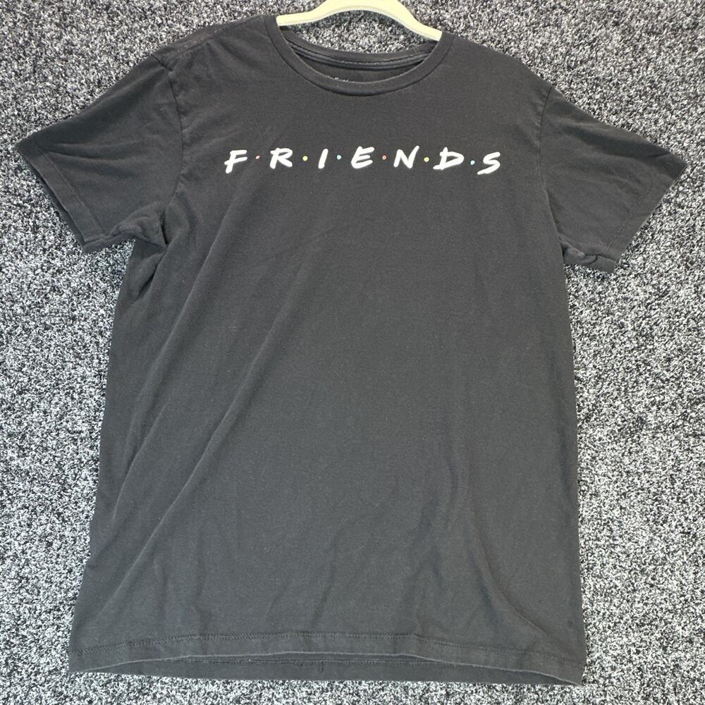Friends TV Show Mens Large Black Graphic T Shirt Classic Logo Warner Bros Tee